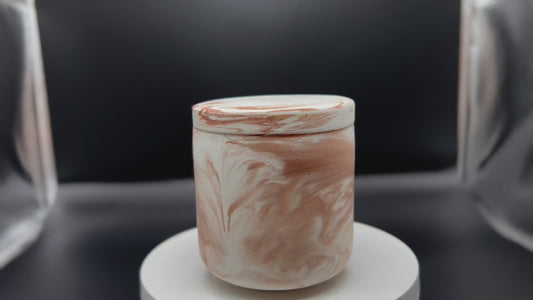 AnkaLux Handmade Stone Concrete Jar with Lid, Candle Jar, Plant Pot, Gift for Her, Minimalist Home Decor